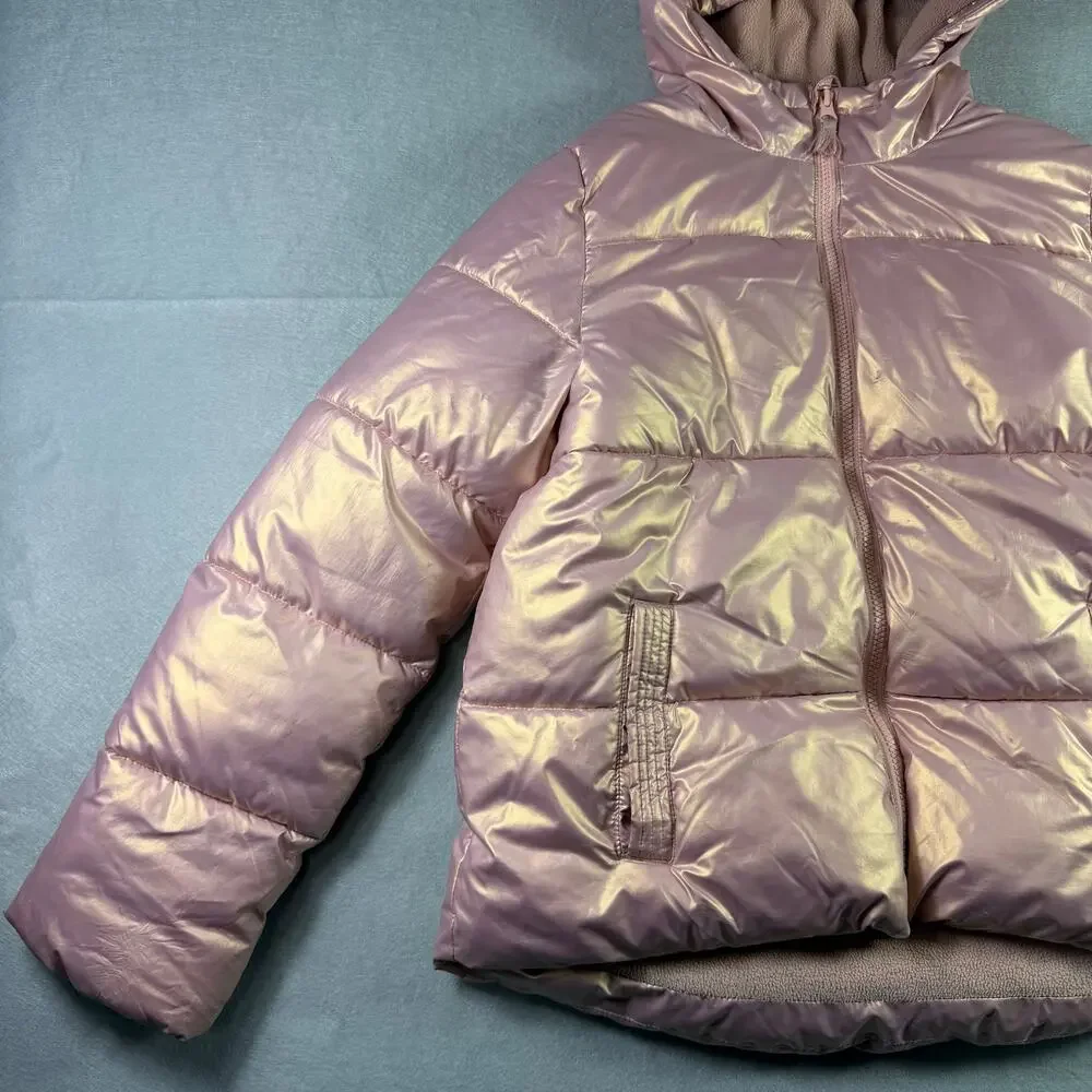 SWISS TECH Girls Rose Gold Metallic Puffer Jacket Size XL 14–16